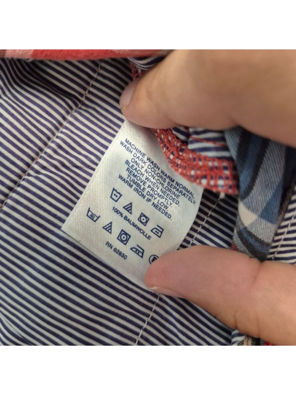 Lands End Mens Plaid Cotton Chino Shorts Red/Blue Size 40 Casual Summer Wear - Picture 9 of 9